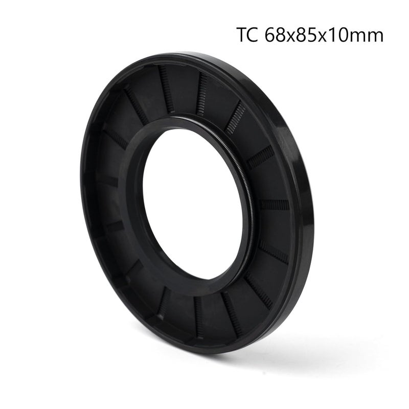 Xike Oil Shaft Seal, Lip Seals, TC 68x85x10mm Nitrile Rubber Cover Double Lip with Spring, Oil Seals for Bearing Shafts,Rotating Shafts,etc., Black Pack of 1 - Image 2